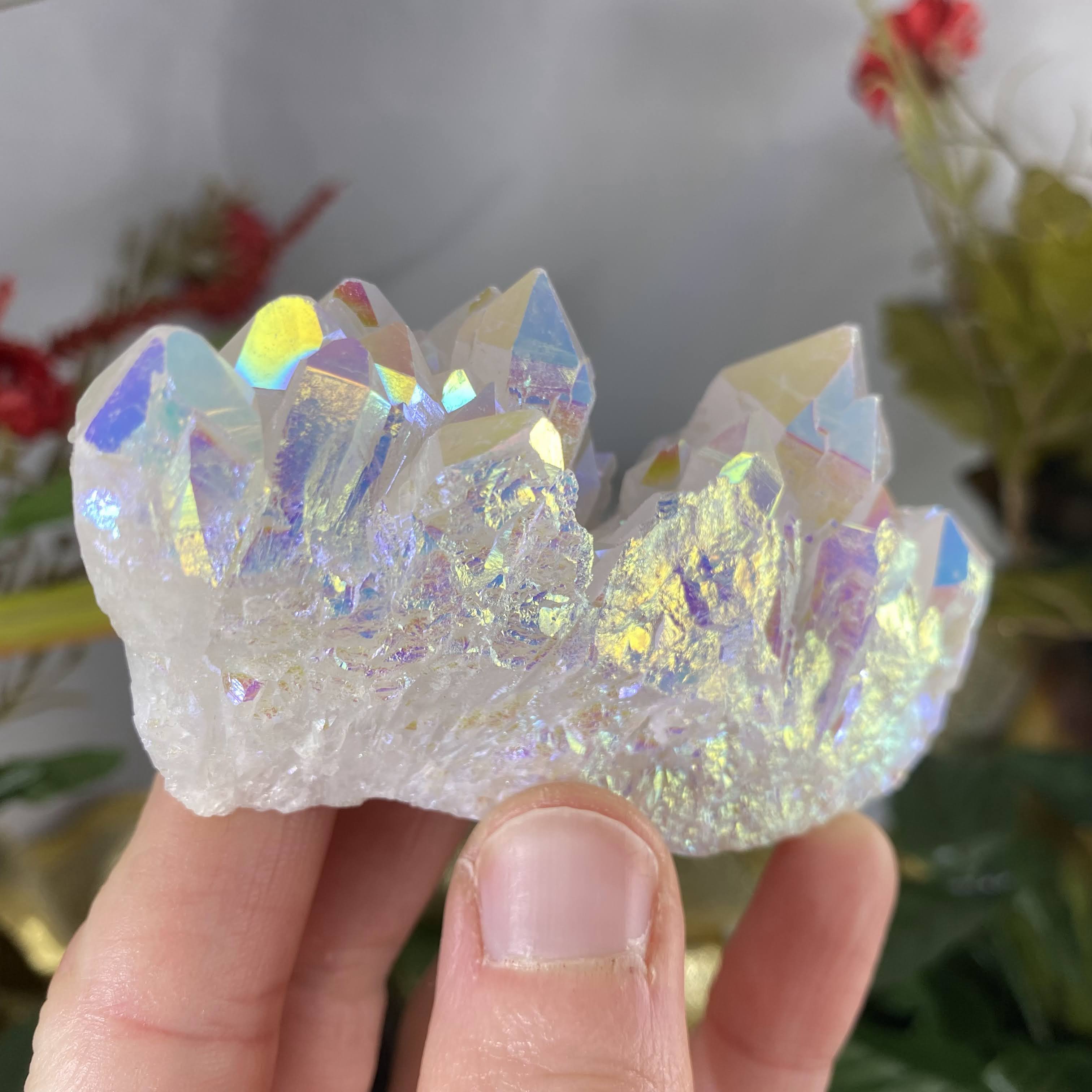 Angel / Opal Aura Quartz - Angel / Opal Aura Quartz Super Sweet Cluster! (C458)