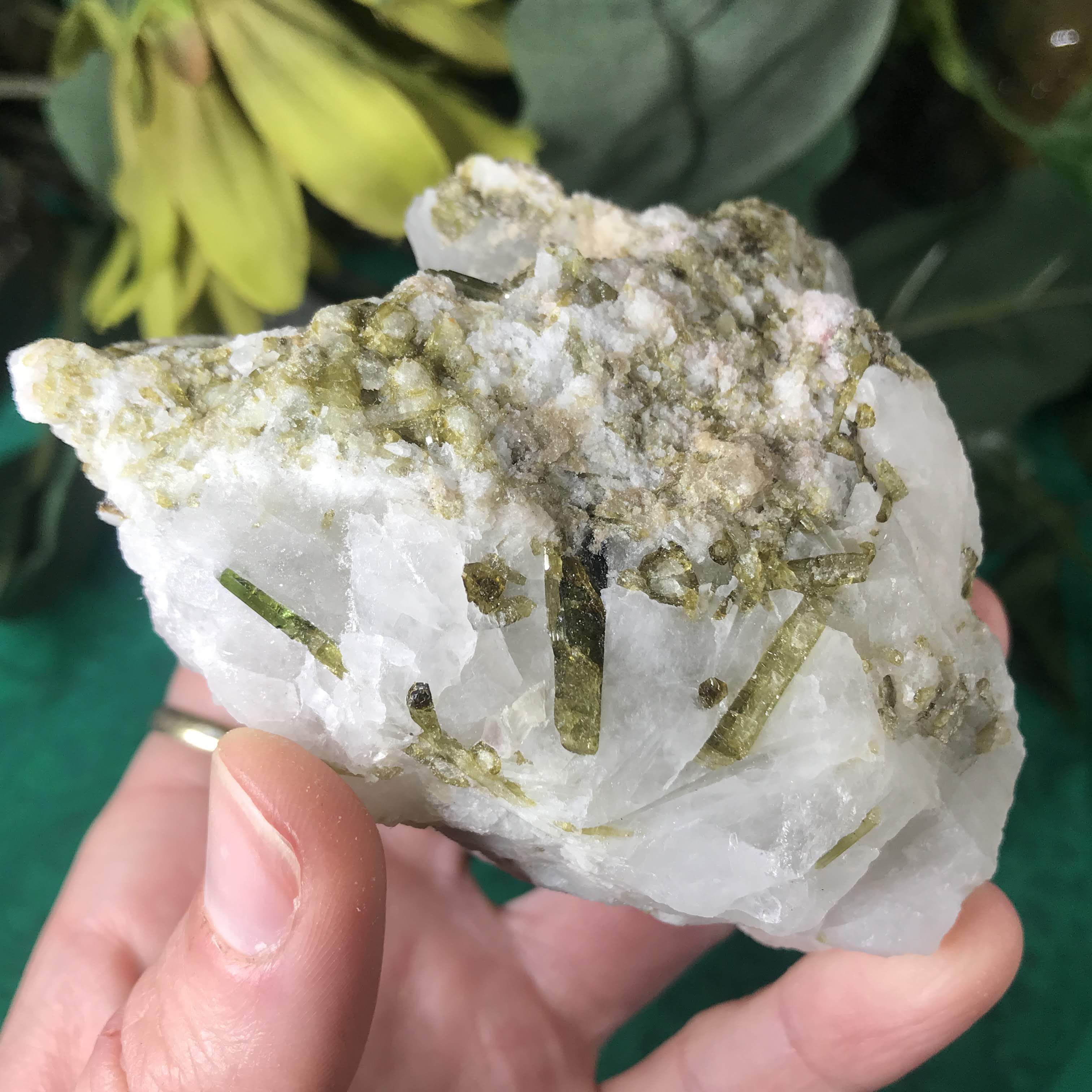 Green Tourmalinated Quartz! Bright Green Tourmaline Covered Super Lovely Specimen!