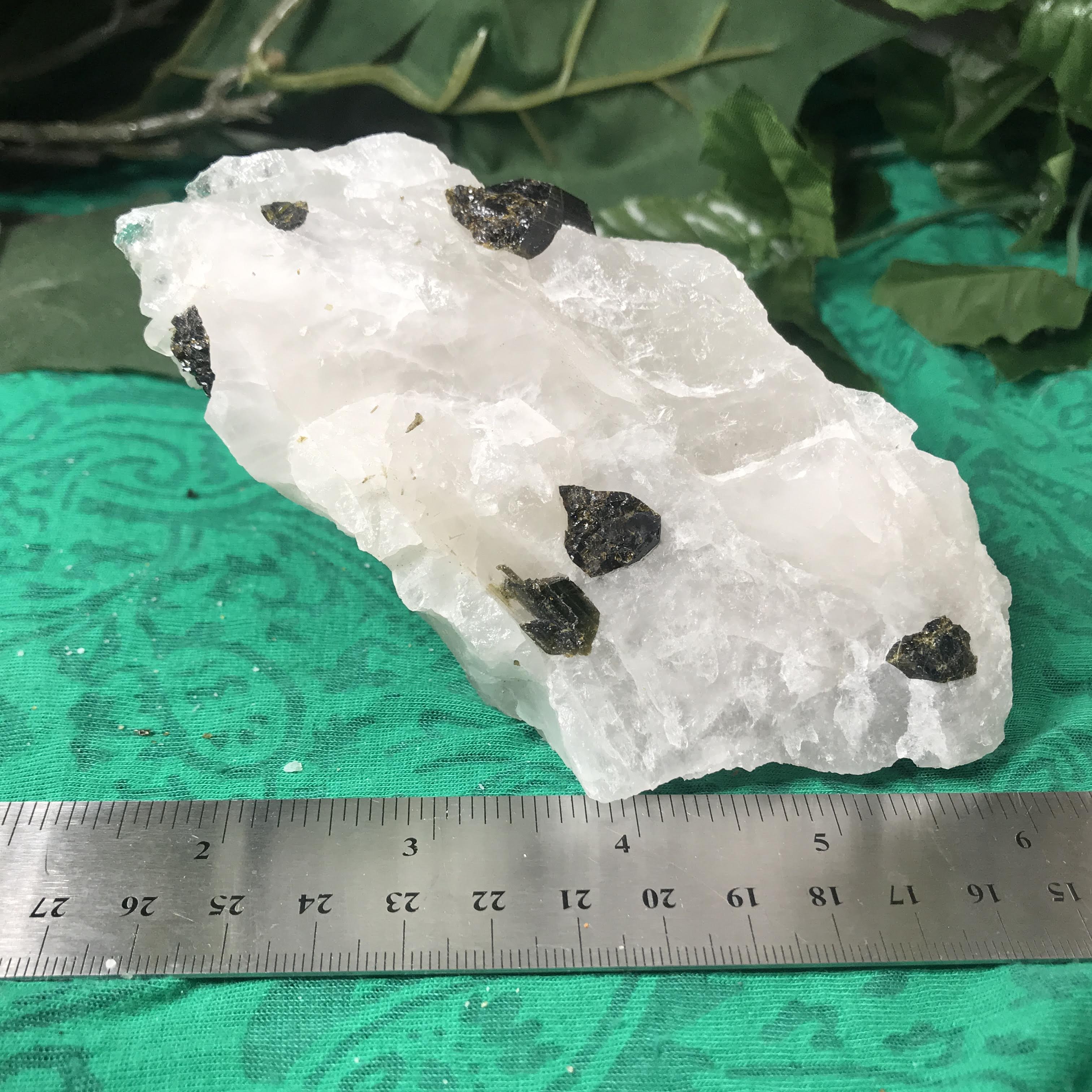 Green Tourmalinated Quartz! Deep Green Tourmaline Self Standing Raw Specimen!