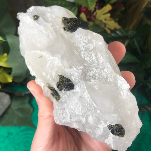 Green Tourmalinated Quartz! Deep Green Tourmaline Self Standing Raw Specimen!
