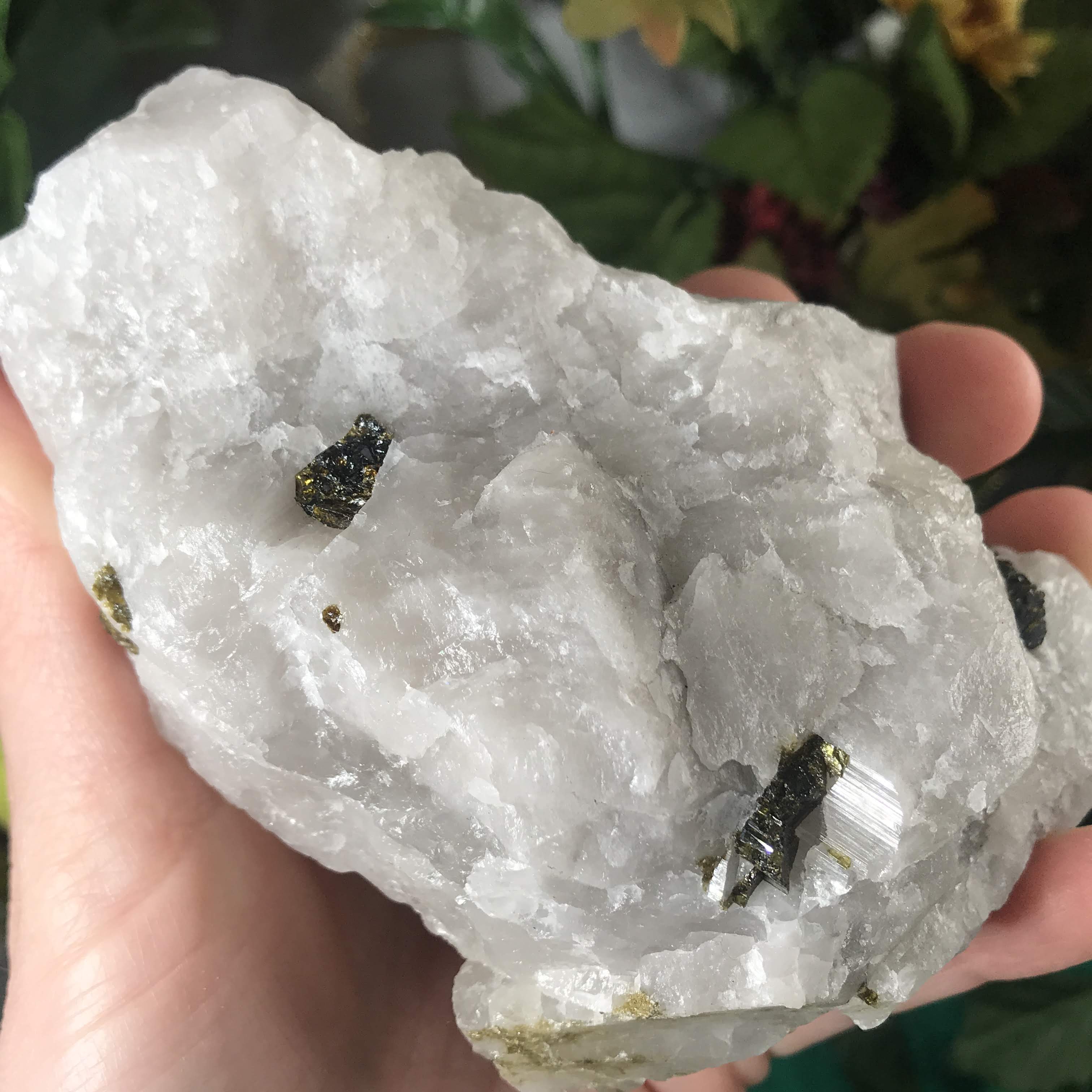 Green Tourmalinated Quartz! Large Deep Green Tourmaline Raw Specimen!