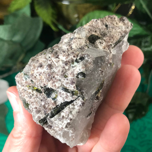 Green Tourmalinated Smokey Quartz! Raw Specimen with Lepidolite!