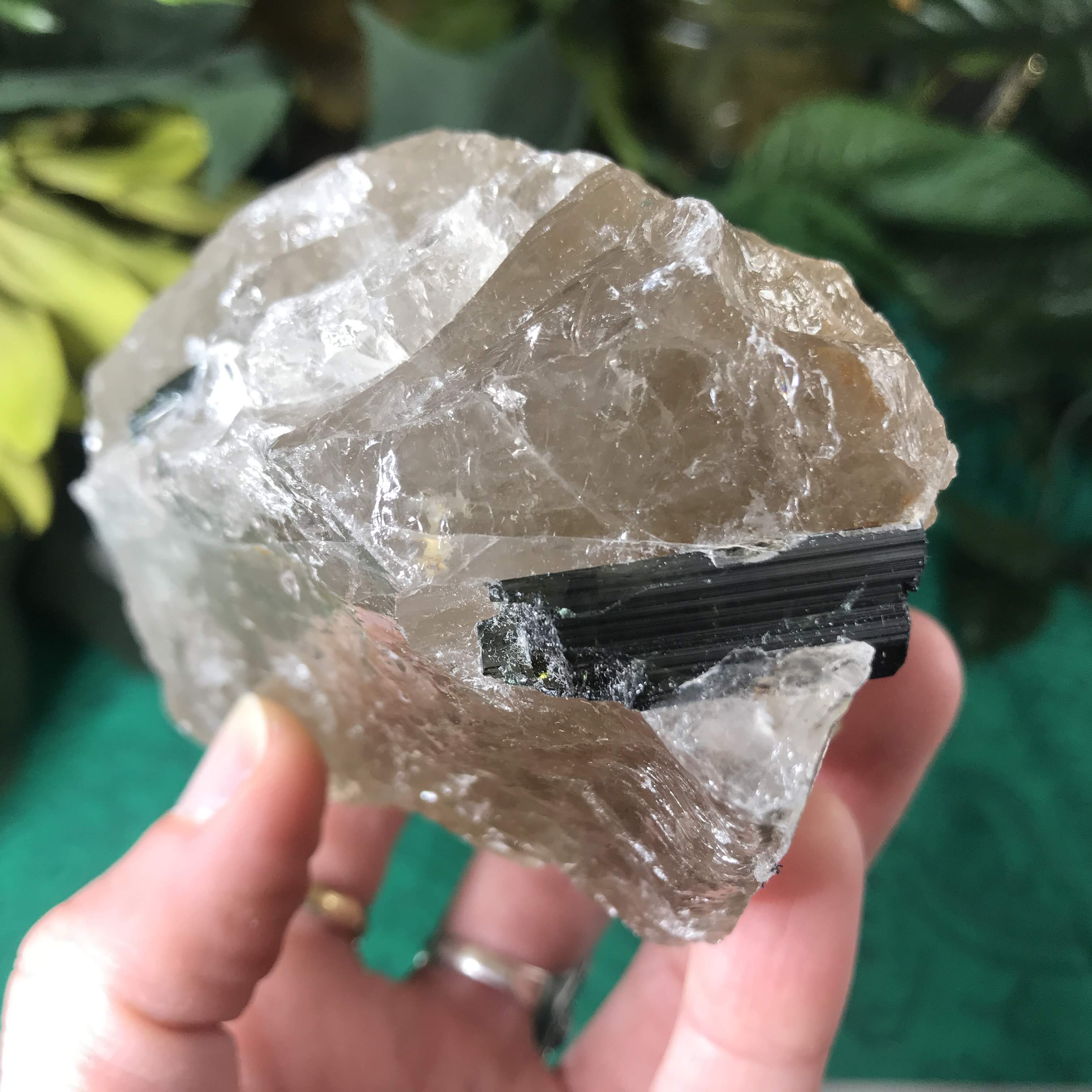 Green Tourmalinated Smokey Quartz! Raw Specimen LG!