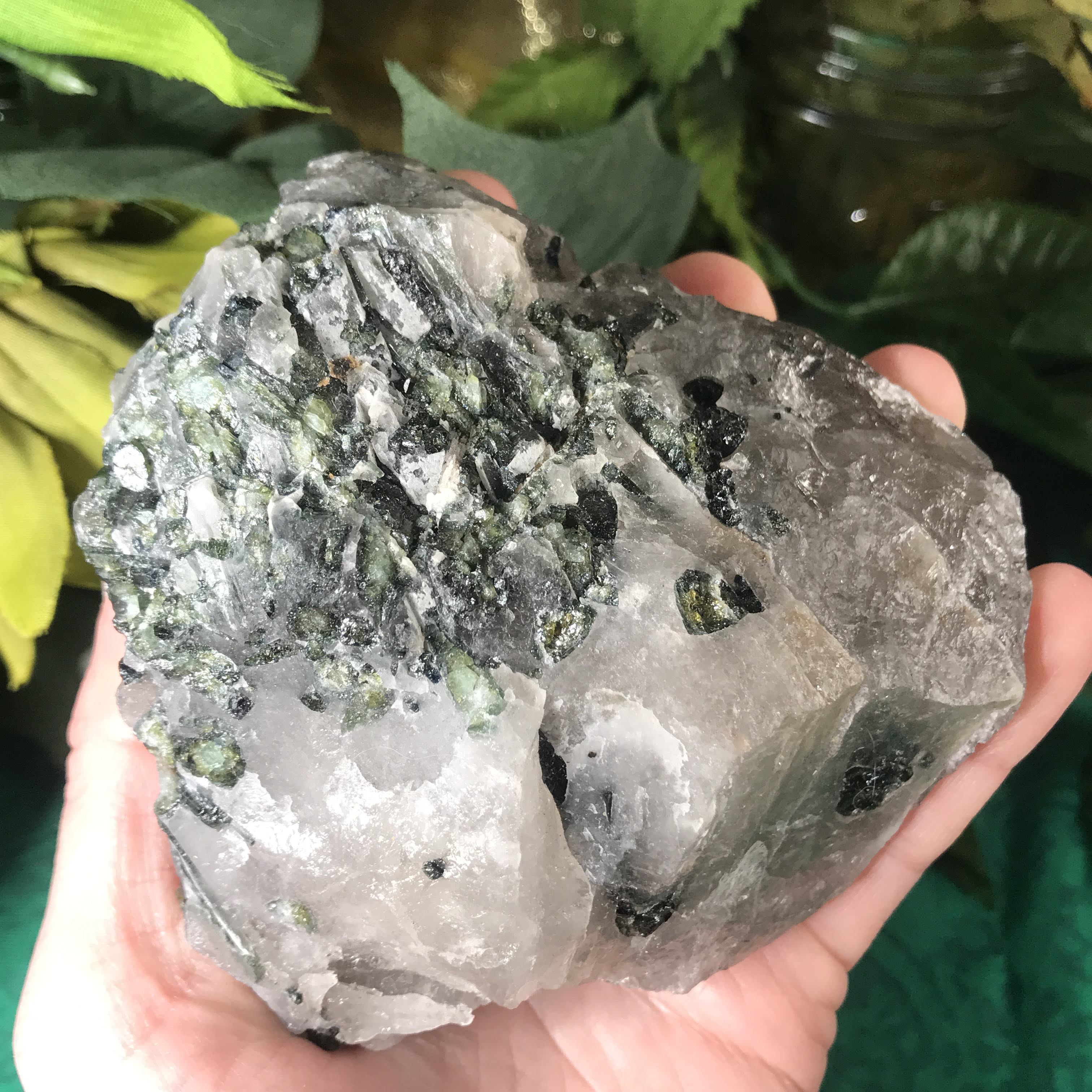 Green Tourmalinated Smokey Quartz! Super Pretty Raw Specimen LG!