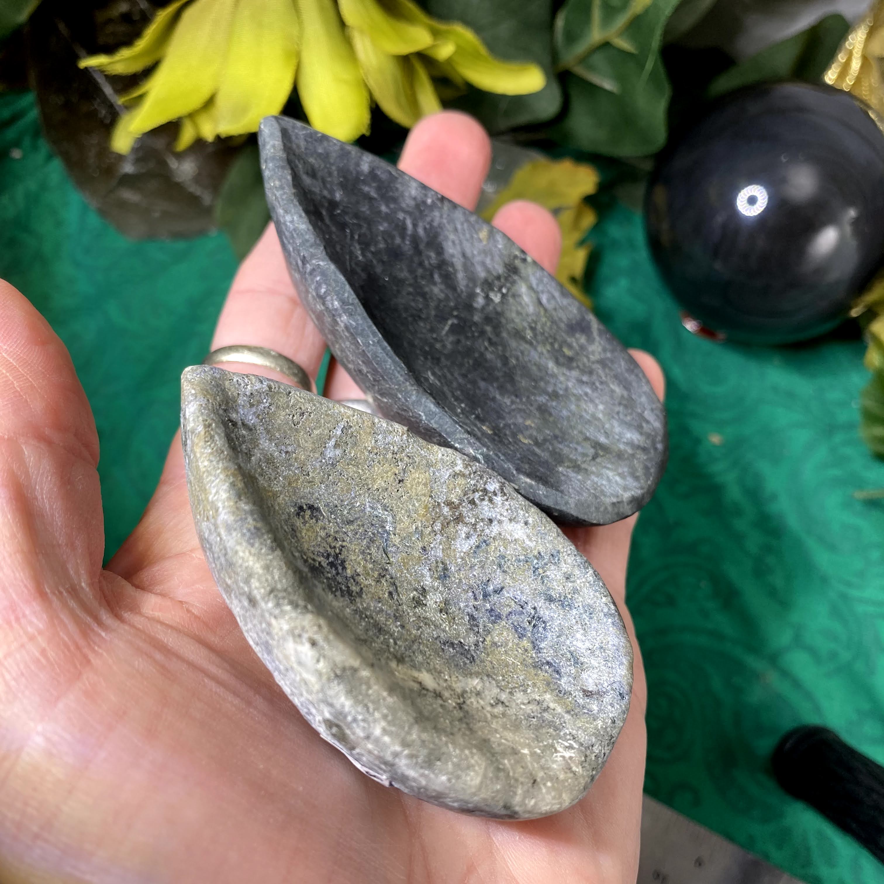 Black Tourmaline (Schorl) - Black Tourmaline Bowls / Catch All Dish! (B332/B335)