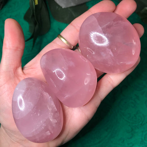 Rose Quartz- Super Dark Pink Rose Quartz Palm Stones (LG)!