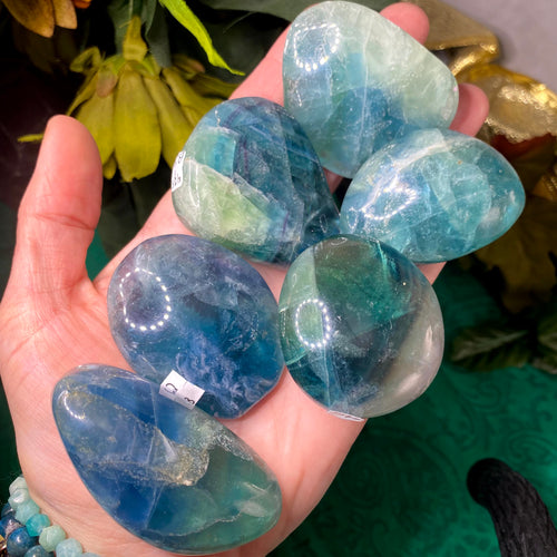 Fluorite - Juicy Fluorite Palm Stones (Mostly Blue & Green)! (B17/B18/B23/B24/B25/B26)