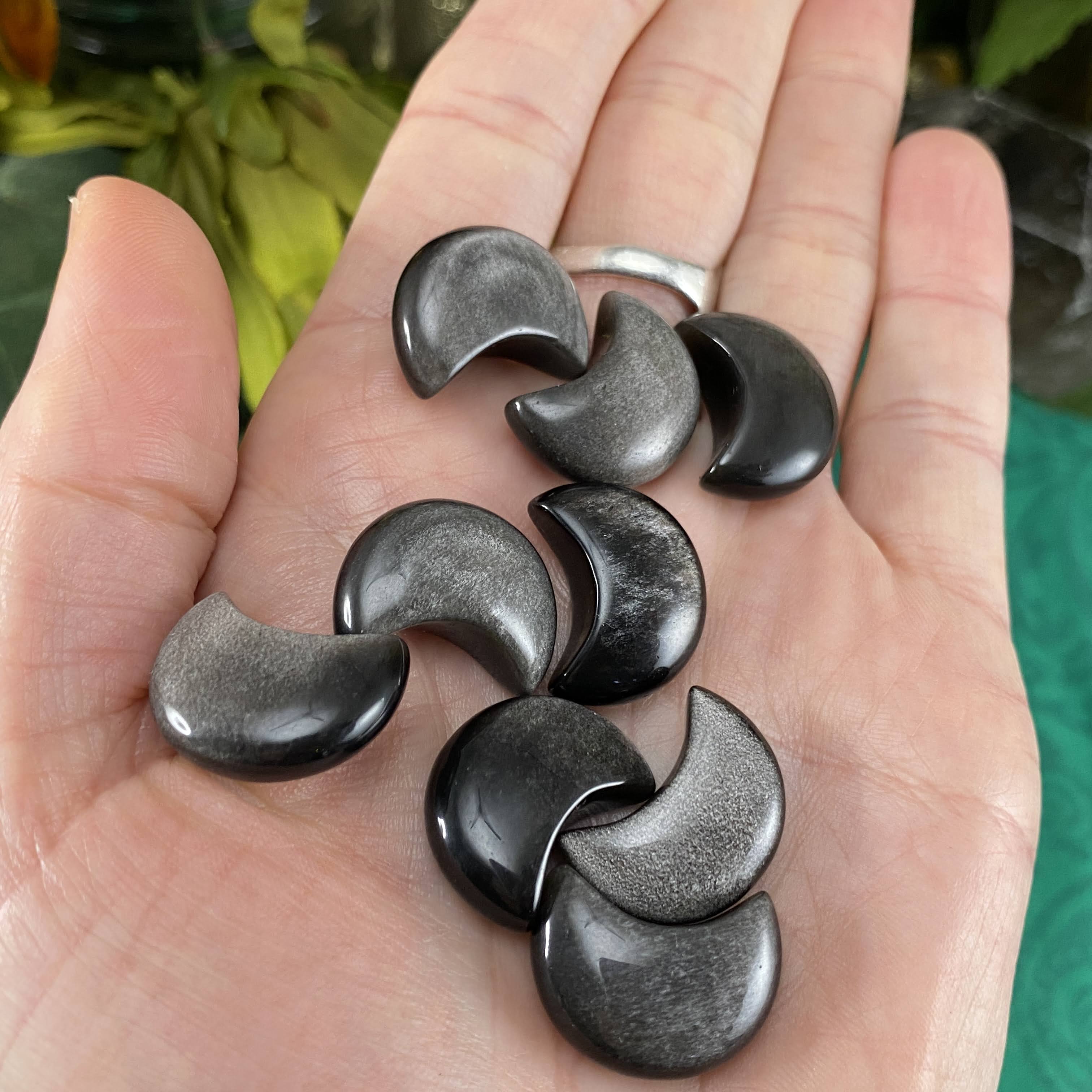 Obsidian - Silver Sheen Obsidian Little Moons! C366 (per piece)
