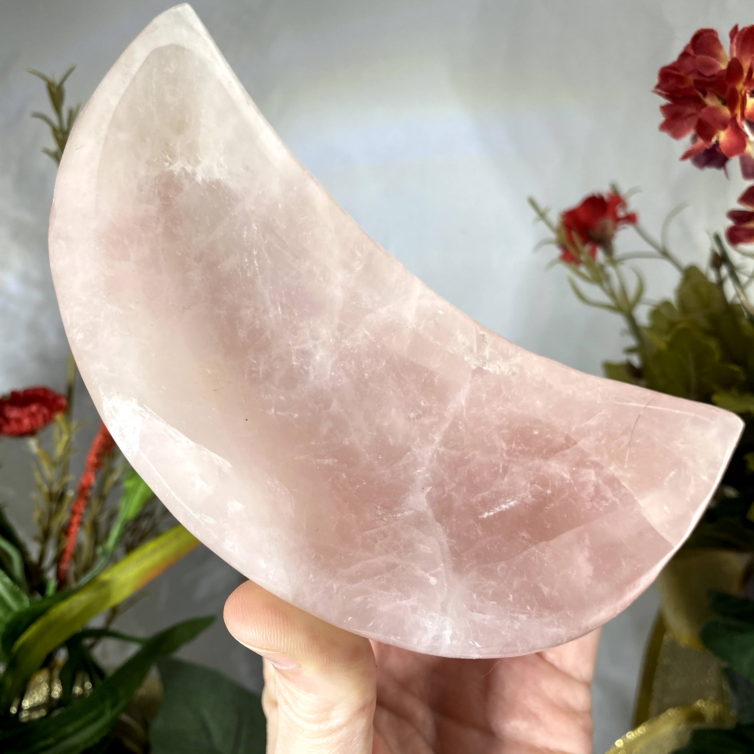 Rose Quartz - Rose Quartz Moon Shaped Bowl / Dish! HELLO LOVELY MOON! B330