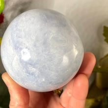 Load image into Gallery viewer, Calcite - Soothing Blue Calcite 74mm Sphere! A922