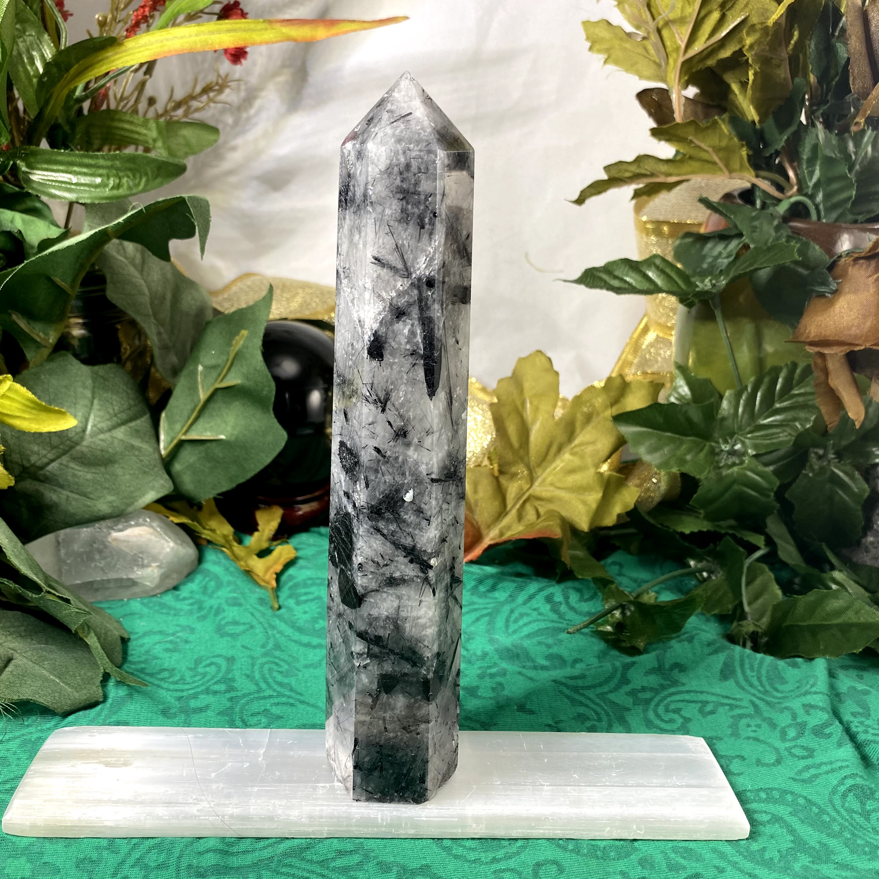 Black Tourmalinated Quartz - Black Tourmaline (Schorl) Quartz Tower / Obelisk / Large Point! (B576)