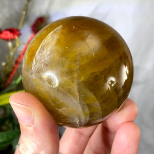 Hematoid Quartz - Deep Toned Golden Healer / Hematoid Quartz 58mm Sphere! B567