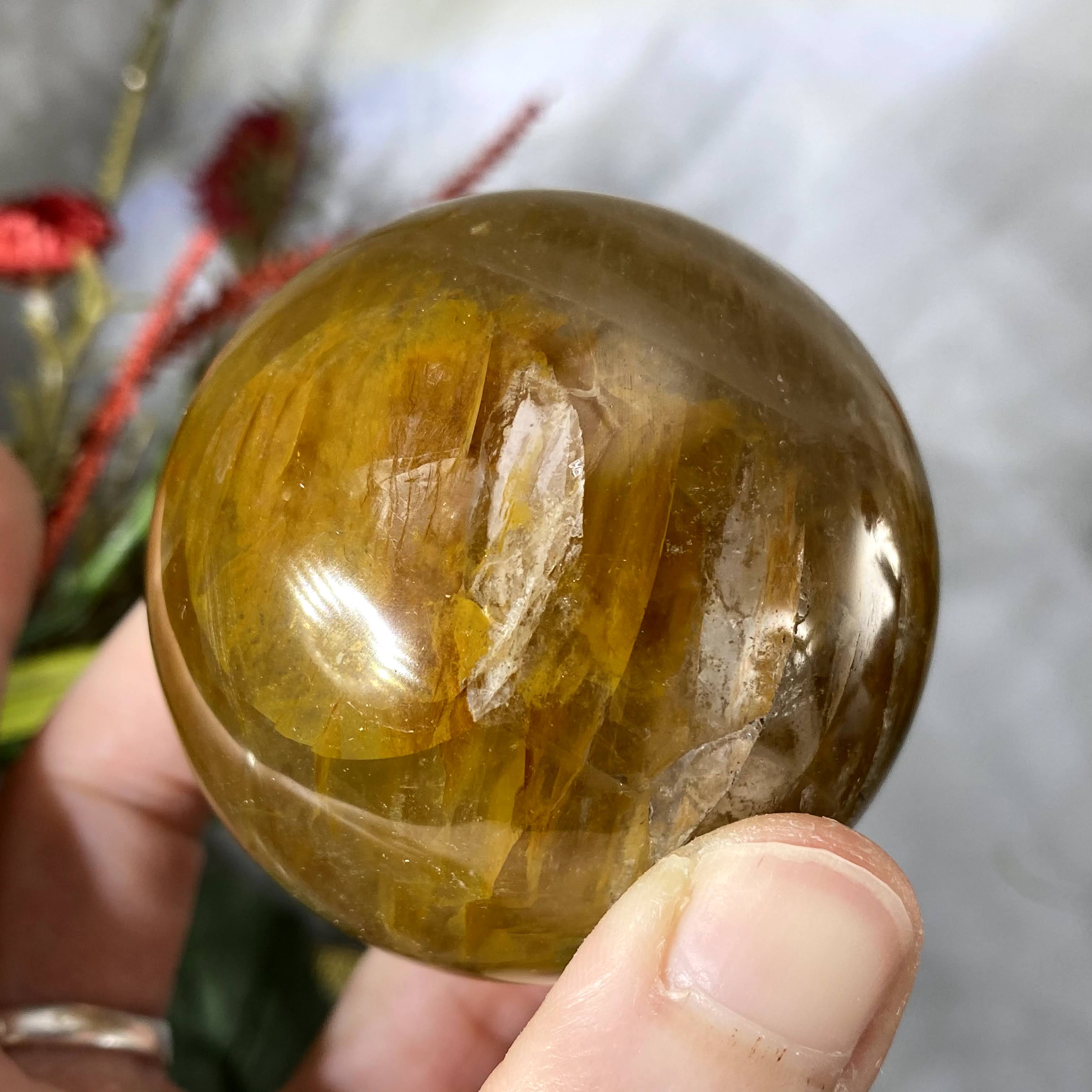 Hematoid Quartz - Deep Toned Golden Healer / Hematoid Quartz 58mm Sphere! B567