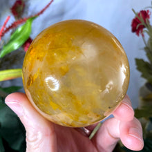 Load image into Gallery viewer, Hematoid Quartz - Super Unique Golden Healer / Hematoid Quartz 63mm Sphere! B569