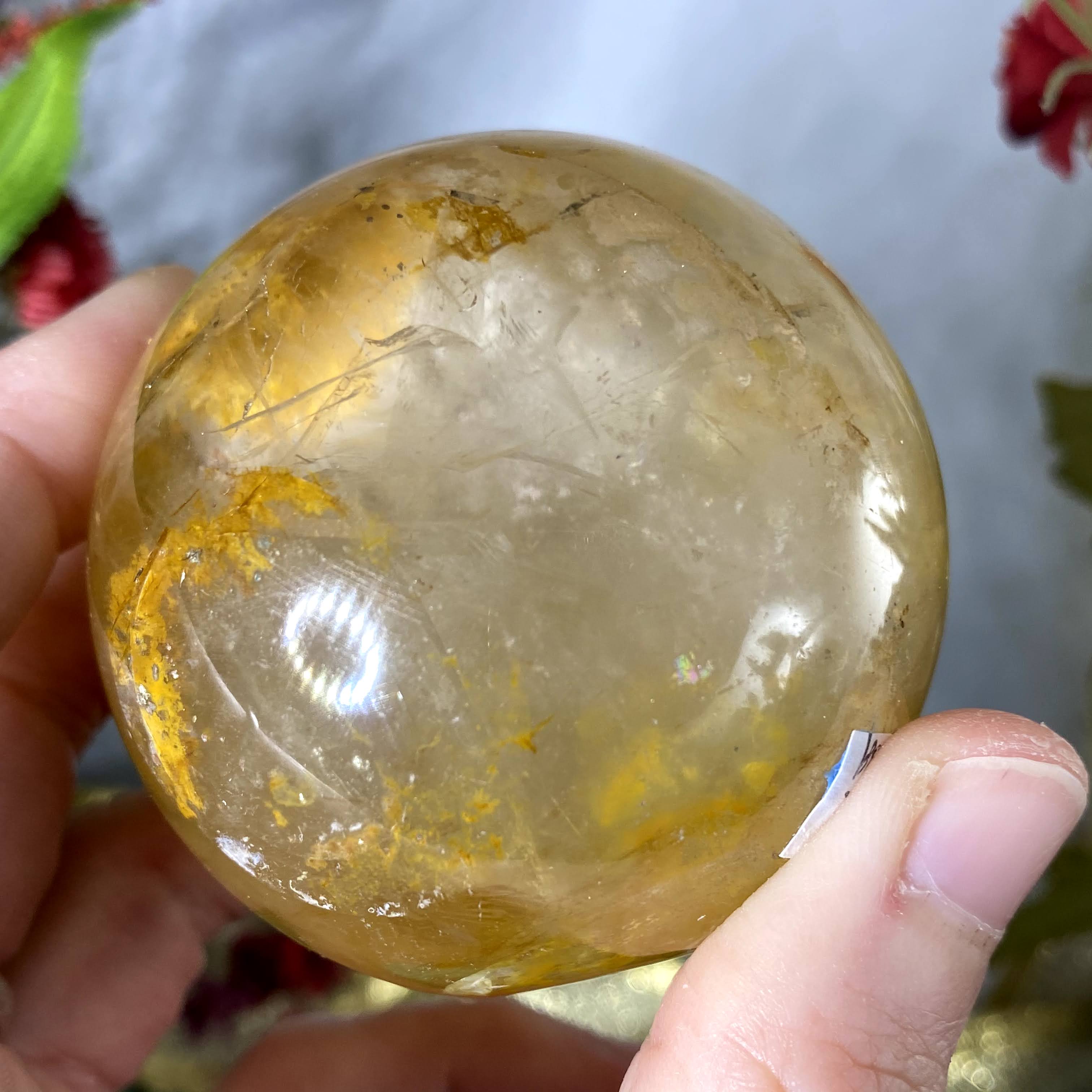 Hematoid Quartz - Super Unique Golden Healer / Hematoid Quartz 63mm Sphere! B569