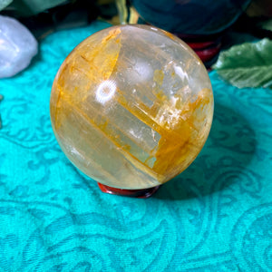 Hematoid Quartz - Super Unique Golden Healer / Hematoid Quartz 63mm Sphere! B569